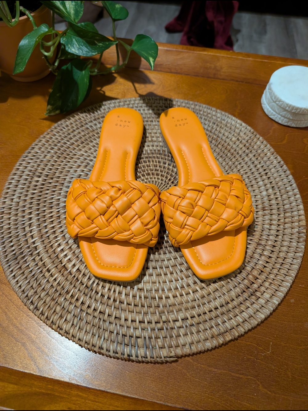 a new day Braided Slide Sandals in Bright Orange